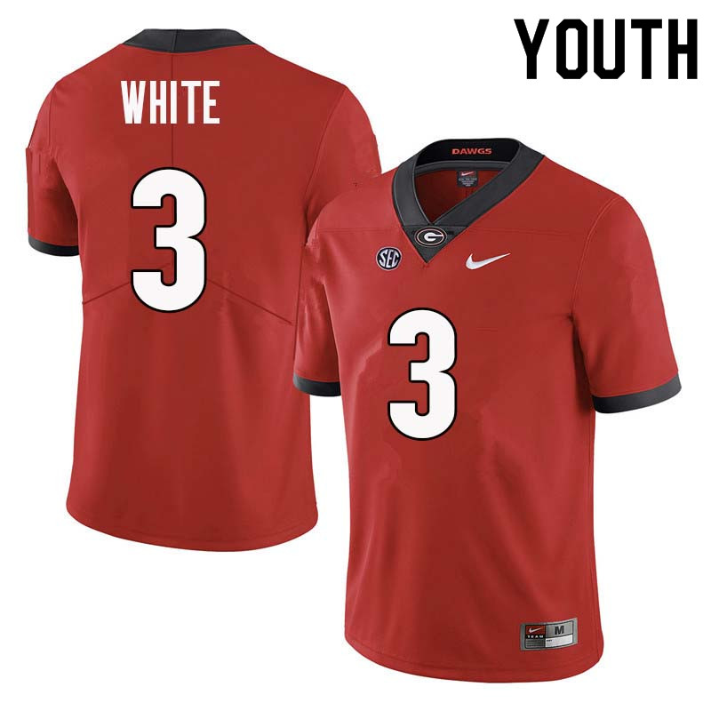 Georgia Bulldogs Youth Zamir White #3 Red Stitched College UGA Football Jersey 23GH011LG